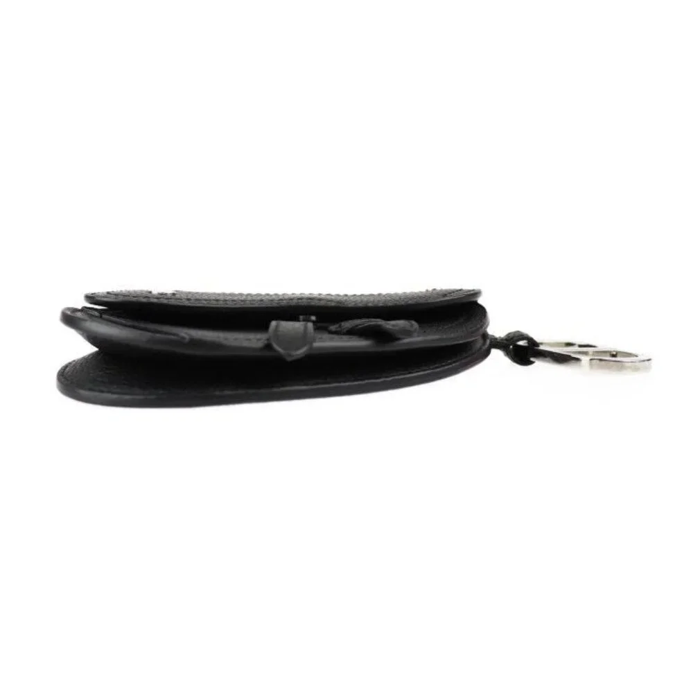 Christian Dior Saddle Poach Saddle Pouch Coin Case Leather Black Silver